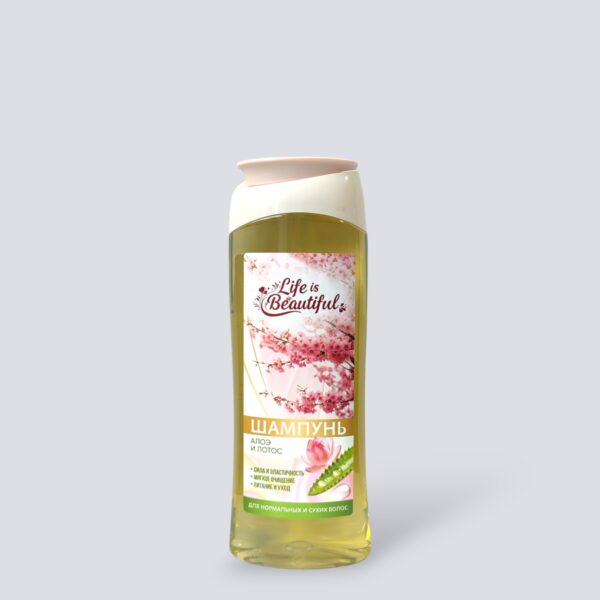 Шампунь для нормальных и сухих волос «Life is Beautiful» с ароматом «Алоэ и лотос» 400мл